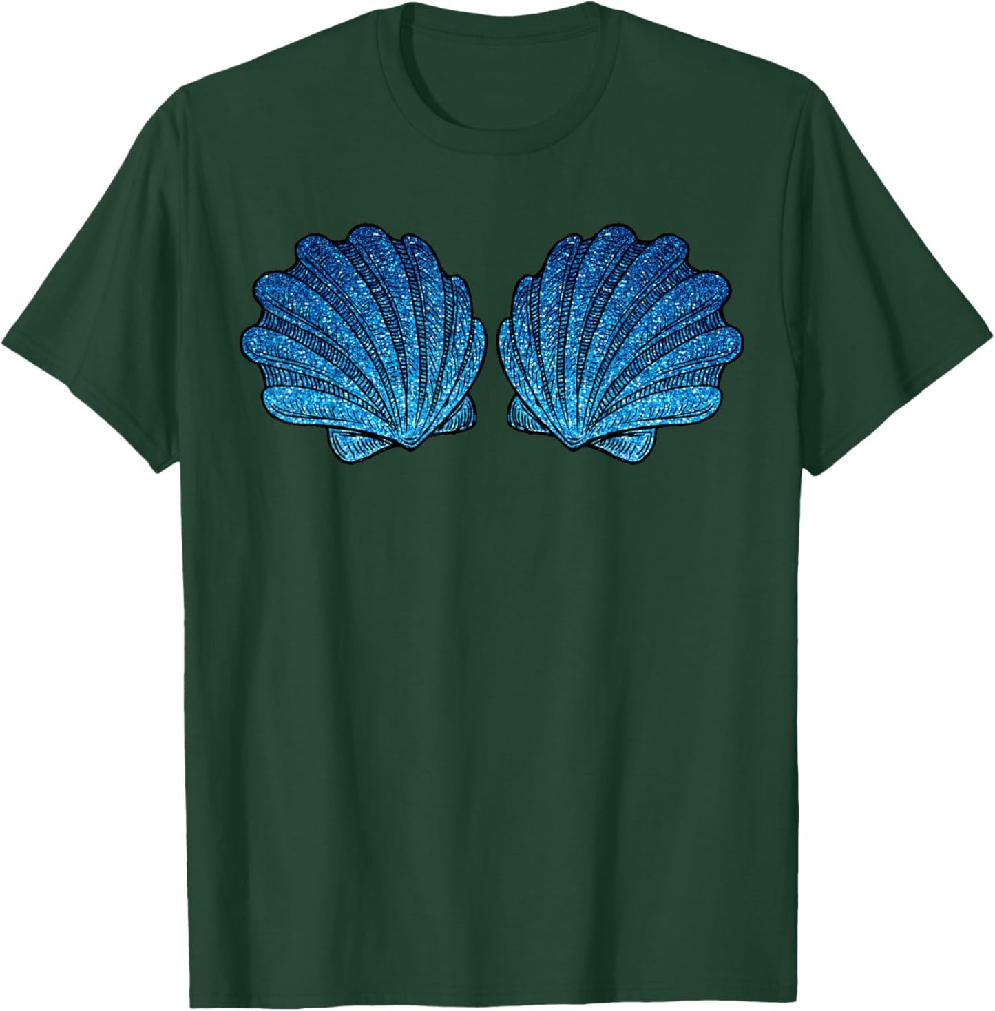 Funny Blue Mermaid Sea Shell Bra Halloween Costume T-Shirt - T-Shirt | Forest