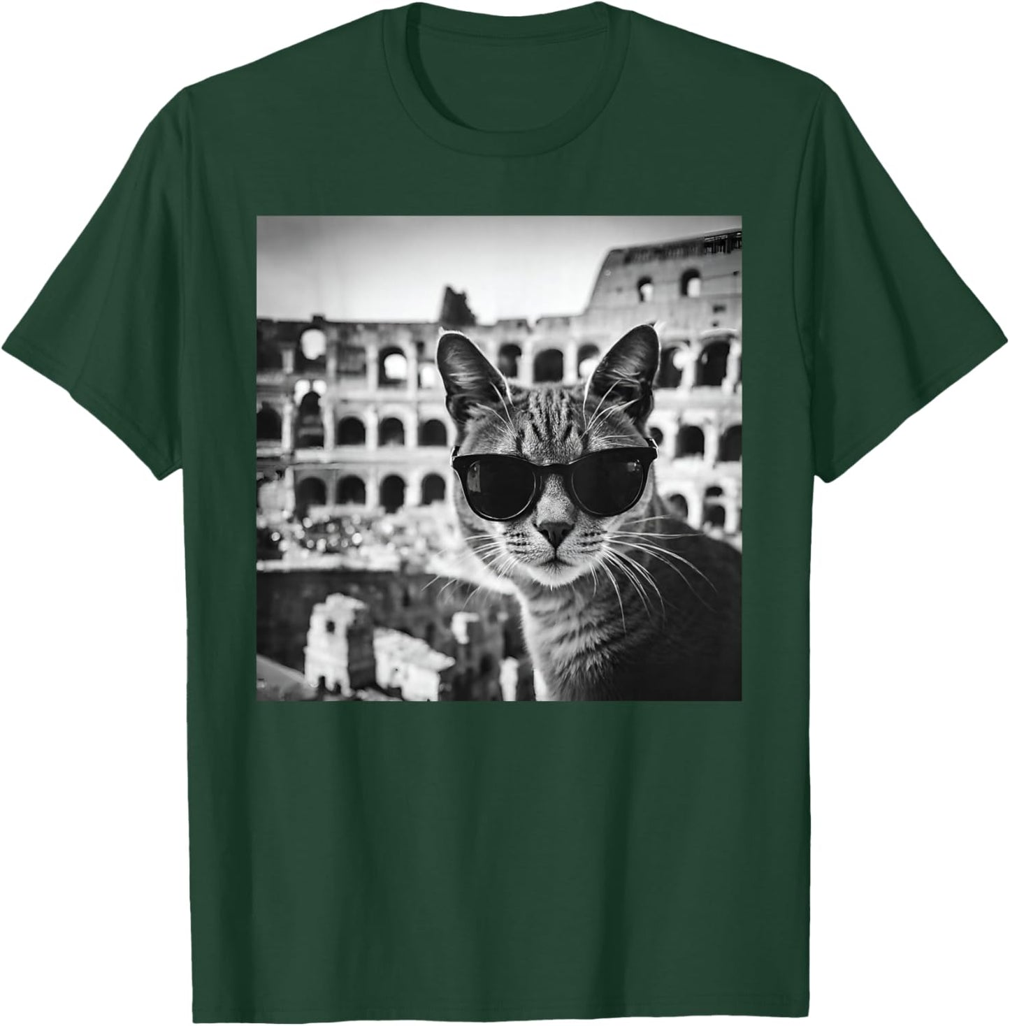 Funny Italy Cat Wearing Sunglasses At The Roman Colosseum T-Shirt - T-Shirt | Forest