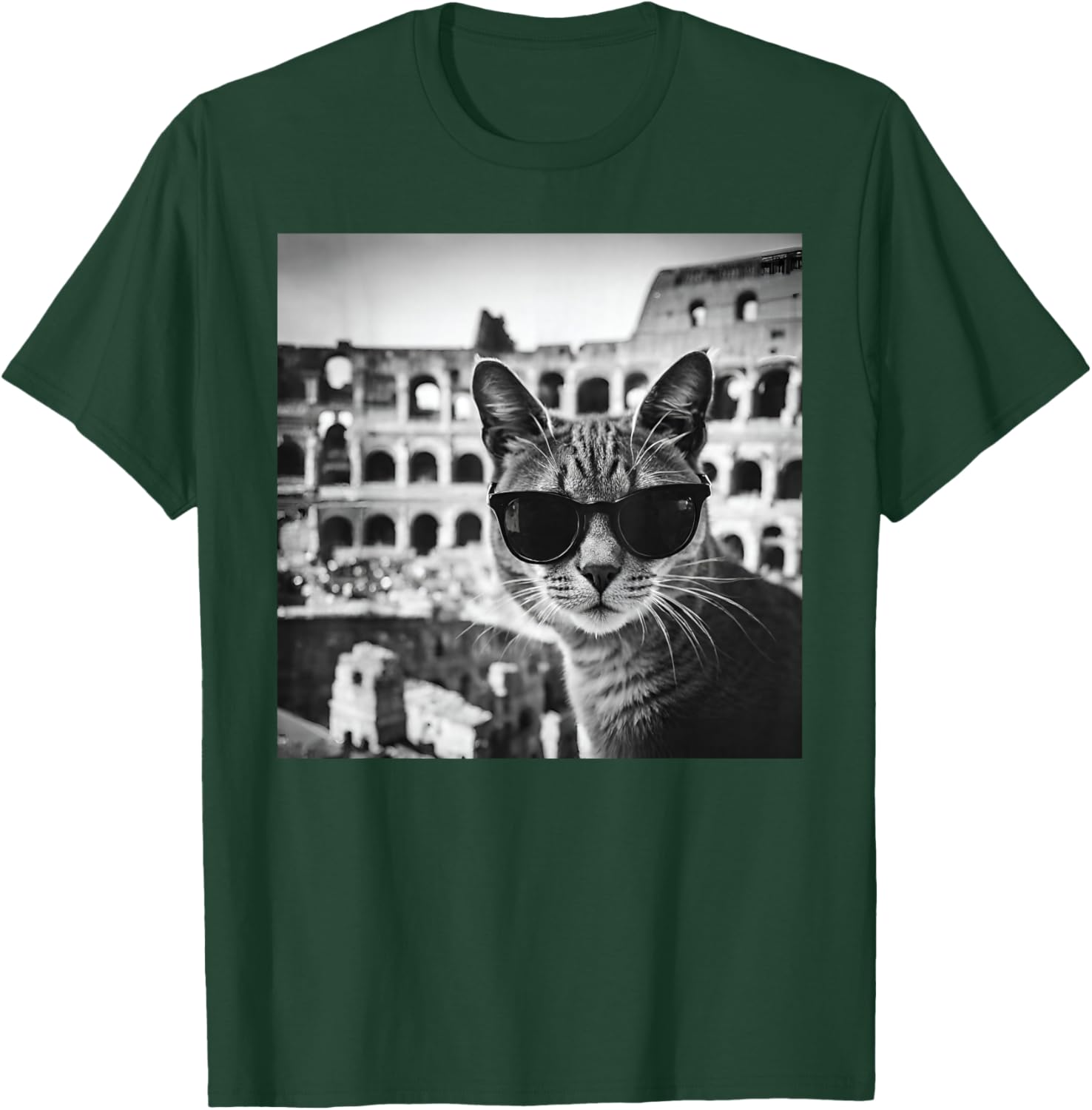 Funny Italy Cat Wearing Sunglasses At The Roman Colosseum T-Shirt - T-Shirt | Forest