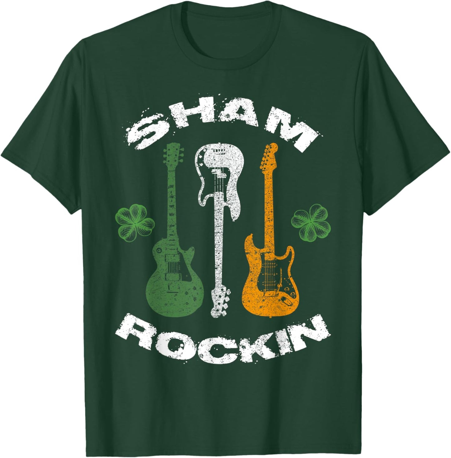 Sham Rocking Shamrock Guitar Music Lover St.Patrick's Day T-Shirt - T-Shirt | Forest