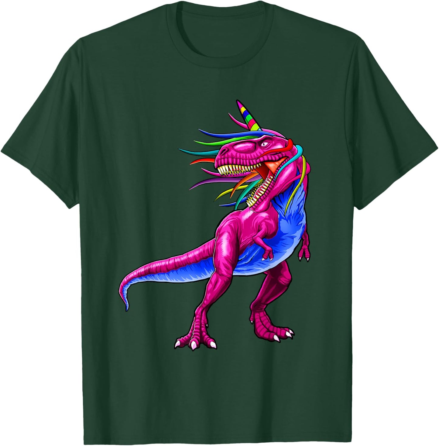 Unicorn Dinosaur T Rex Shirt Gift Women Men Kids Girl Boy T-Shirt - T-Shirt | Forest