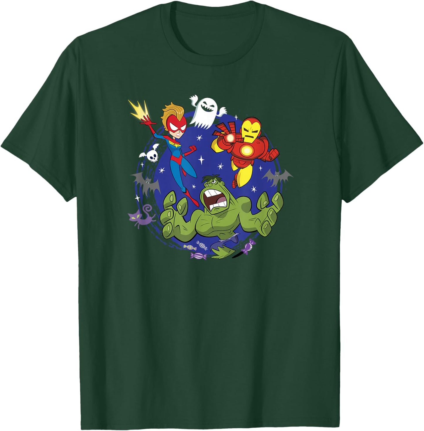 Marvel Halloween Hulk Ms. Marvel Iron Man Trio T-Shirt - T-Shirt | Forest