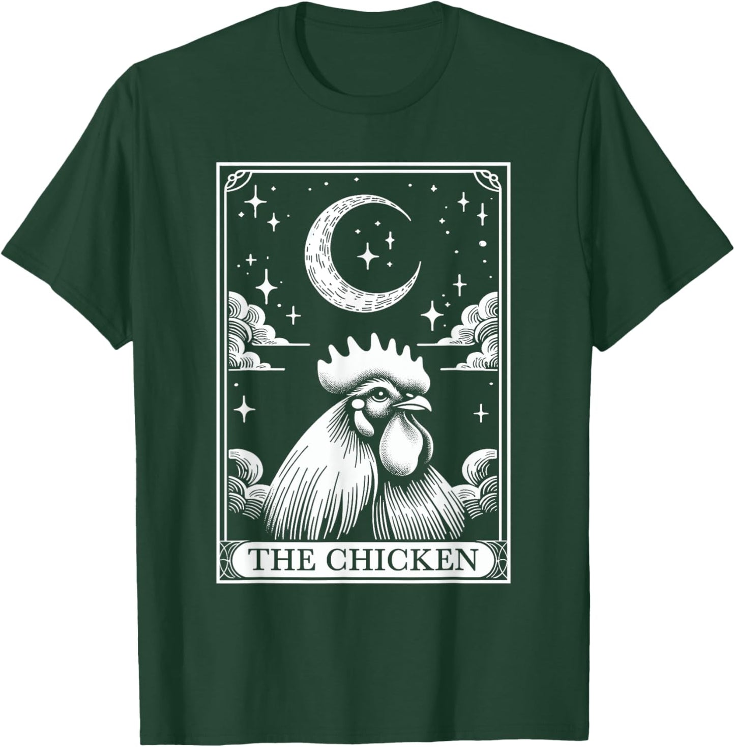 Tarot Card Vintage Crescent Moon Chicken Farm Animal Lovers T-Shirt - T-Shirt | Forest