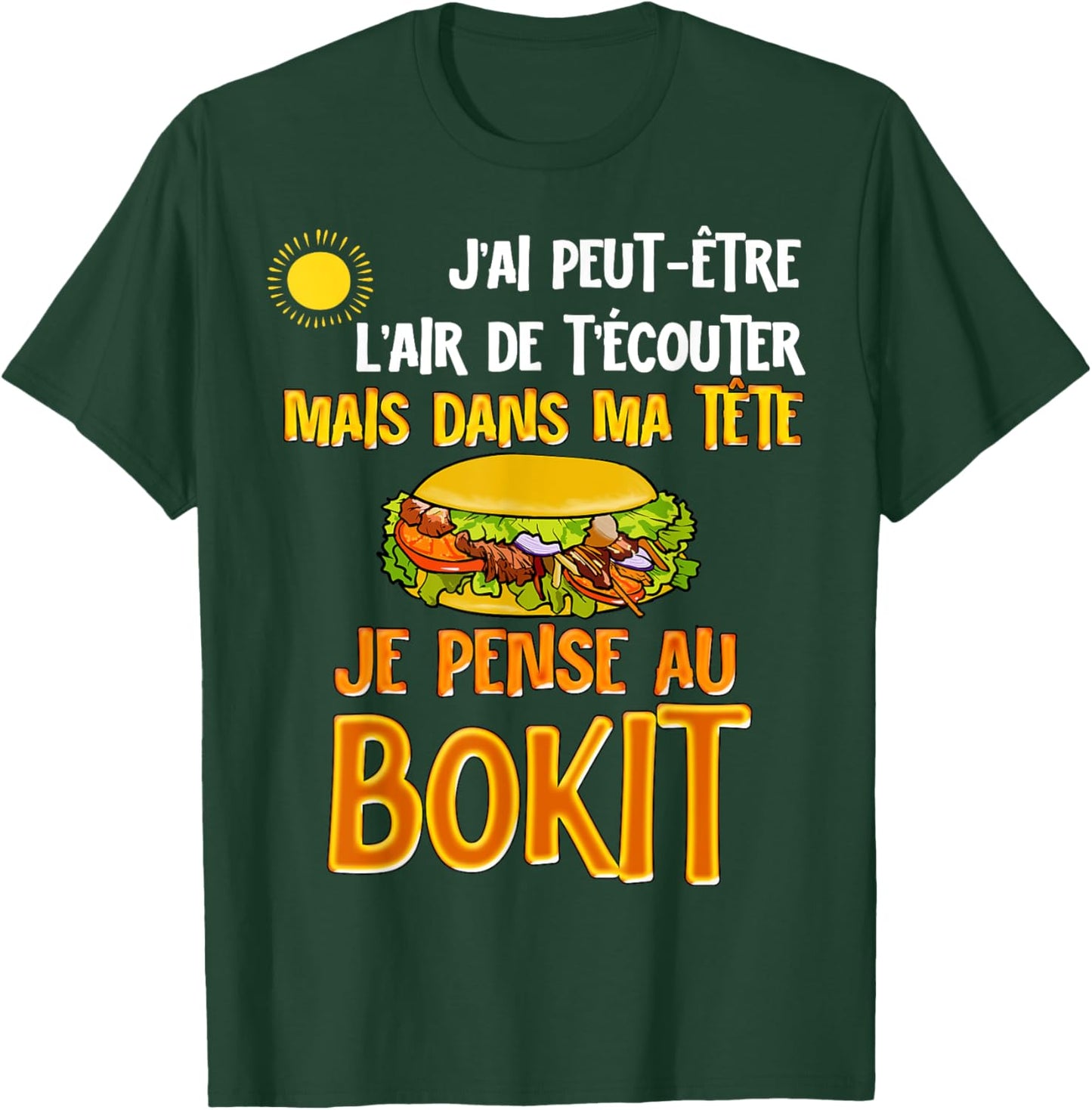 Guadeloupe Bokit Cuisine Antilles Humour Travel Tropical , Black, S T-Shirt - T-Shirt | Forest