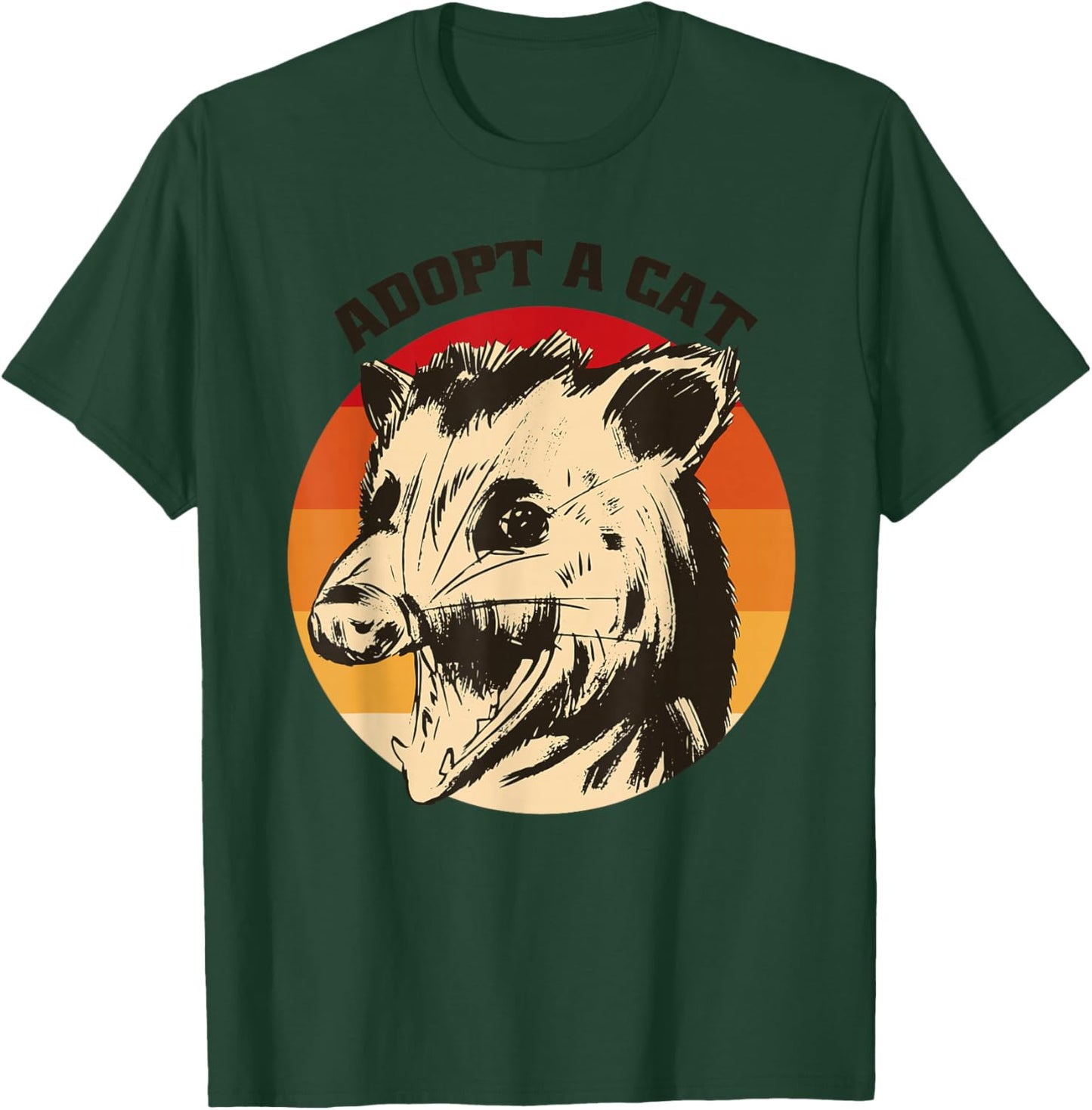 Opossum Adopt A Cat Vintage Funny Possum T-Shirt - T-Shirt | Forest