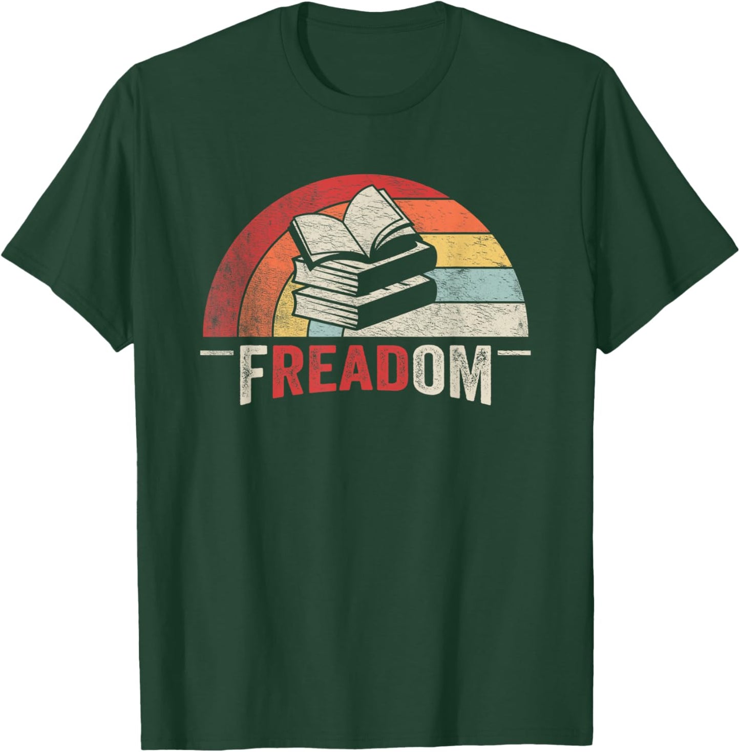Retro Vintage fREADom Anti Ban Books Freedom To Read T-Shirt - T-Shirt | Forest