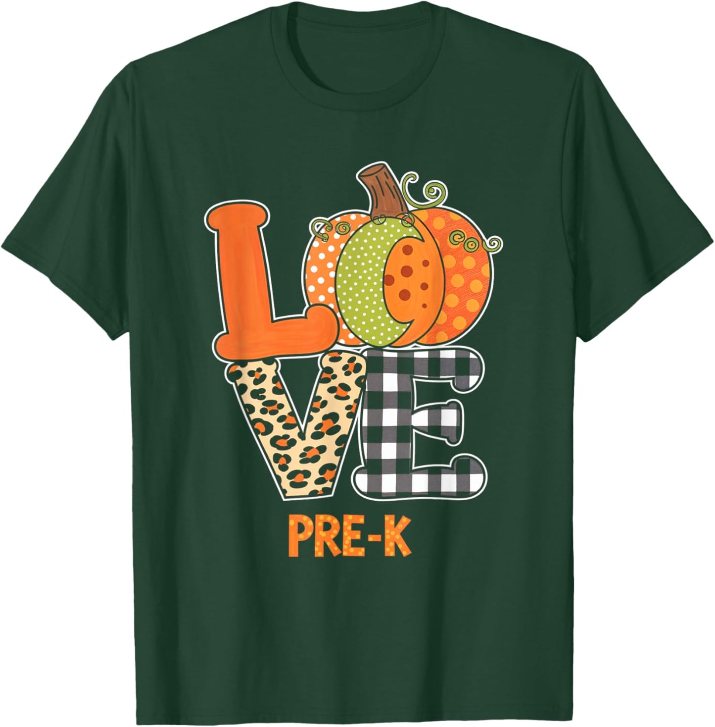 Love Pre-K Pumpkin Teacher Fall Kids Thanksgiving T-Shirt - T-Shirt | Forest