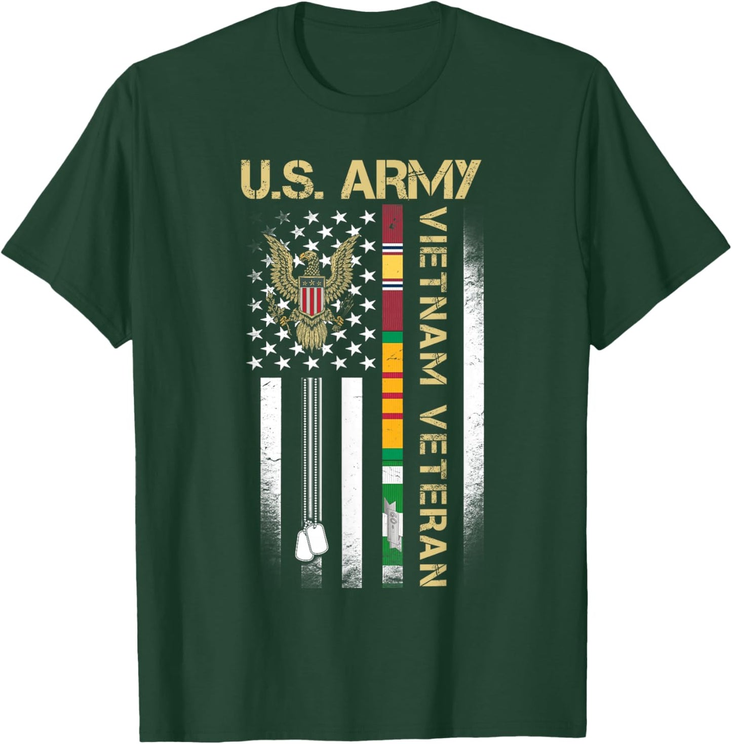 US Army Vietnam Veteran USA Flag Shirt, Veteran Vietnam Army T-Shirt - T-Shirt | Forest