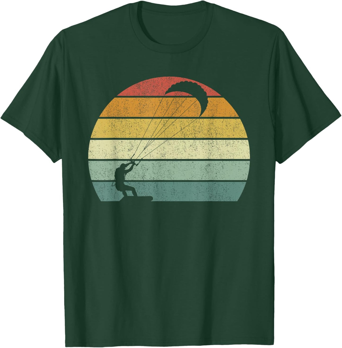 Vintage Retro Kiteboarding Shirt Kitesurfing Kitesurf Gift T-Shirt - T-Shirt | Forest