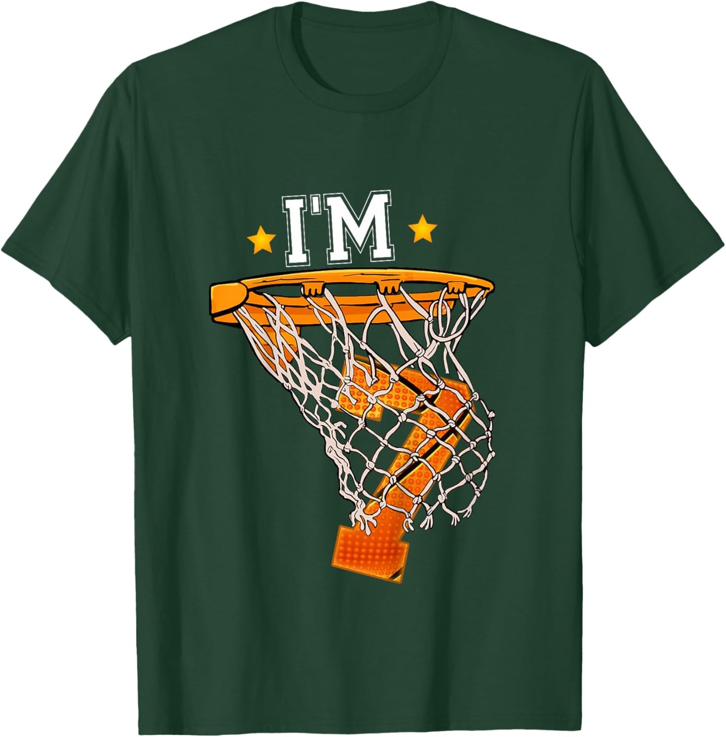 7th Birthday Basketball Shirt I'm 7 Boy Girl 6th Birthday T-Shirt - T-Shirt | Forest