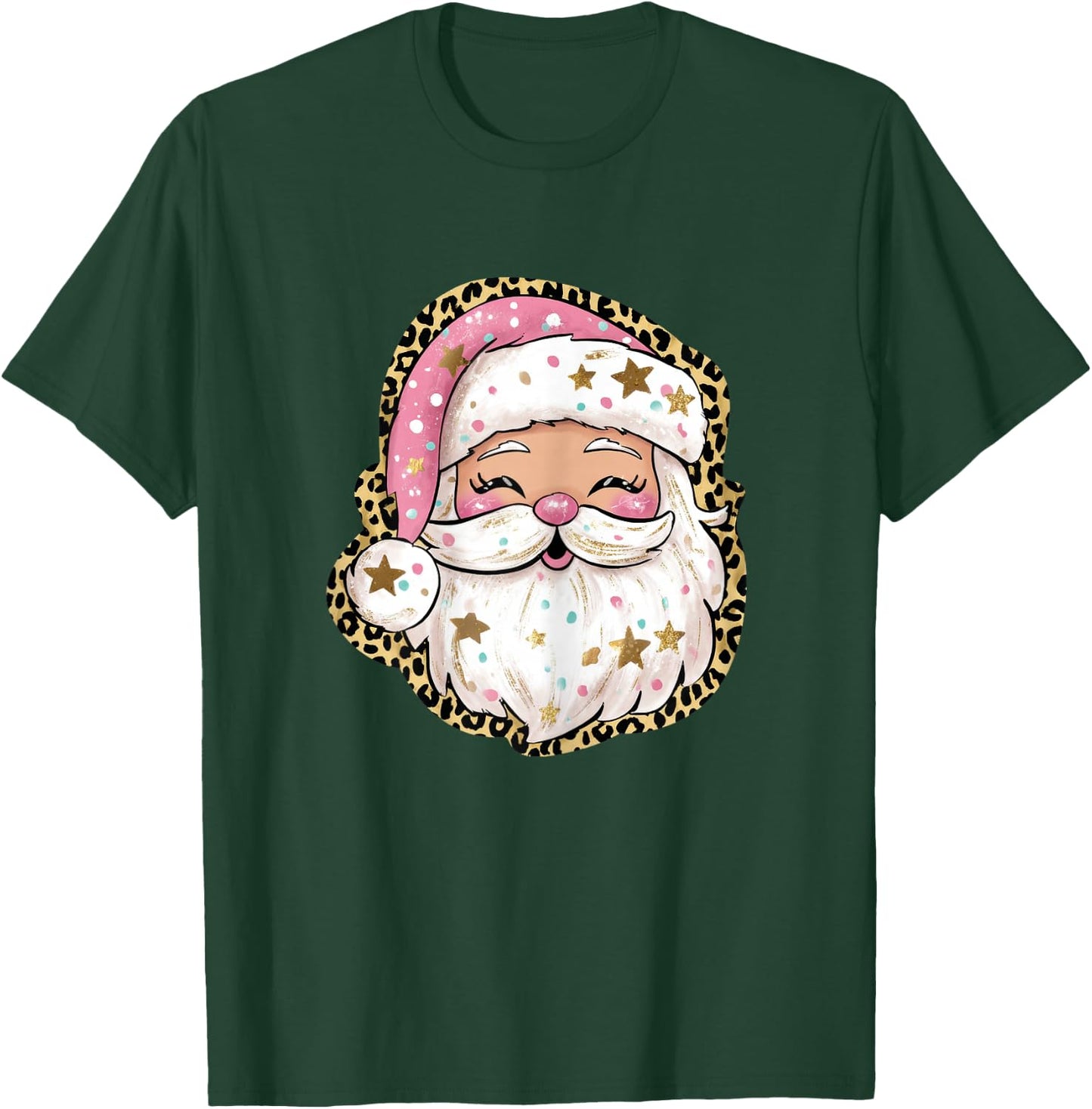 Pink Preppy Santa Christmas Pajama Graphic T-Shirt - T-Shirt | Forest