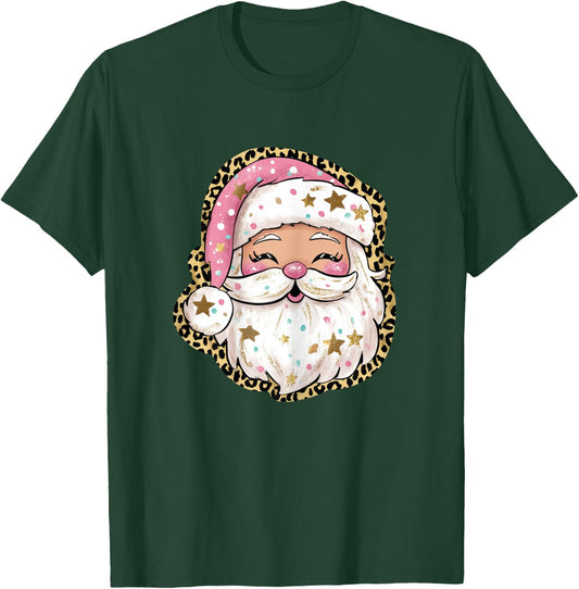 Pink Preppy Santa Christmas Pajama Graphic T-Shirt - T-Shirt | Forest