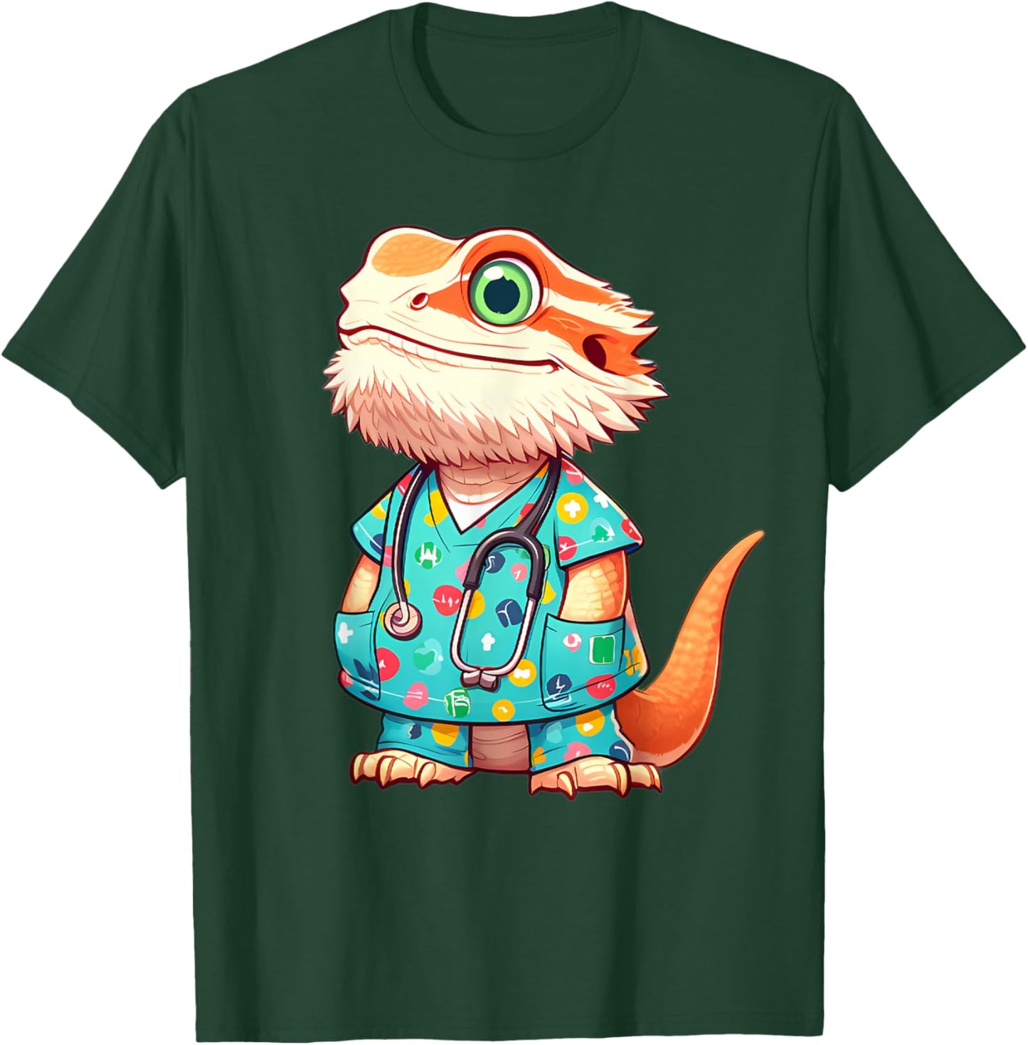 Bearded Dragon Nurse Animal T-Shirt - T-Shirt | Forest