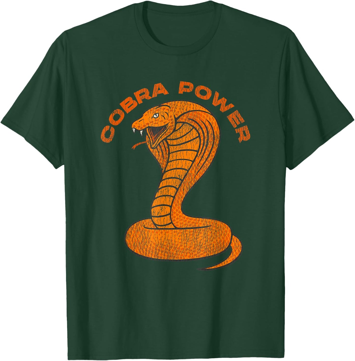 Vintage Distressed King Cobra Power Snake Muscle Car Karate T-Shirt - T-Shirt | Forest