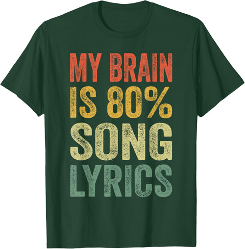 My Brain is 80% Percent Song Lyrics Funny Music Lover Saying