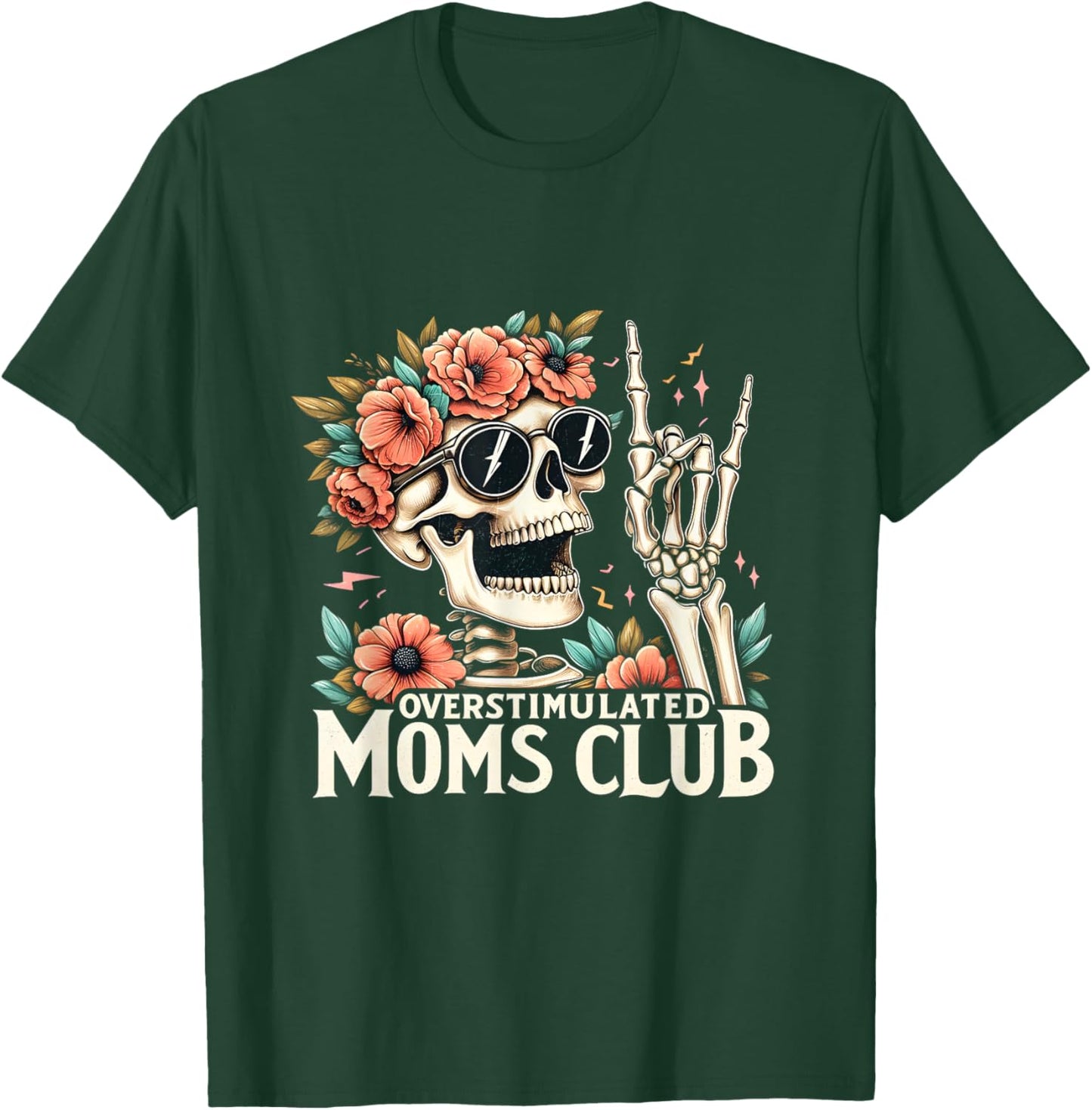 Overstimulated Moms Club Happy Mother's Day Mom Trendy Words T-Shirt - T-Shirt | Forest