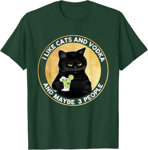 I Like Cats And Vodka And Maybe 3 People Vintage T-Shirt - T-Shirt | Forest