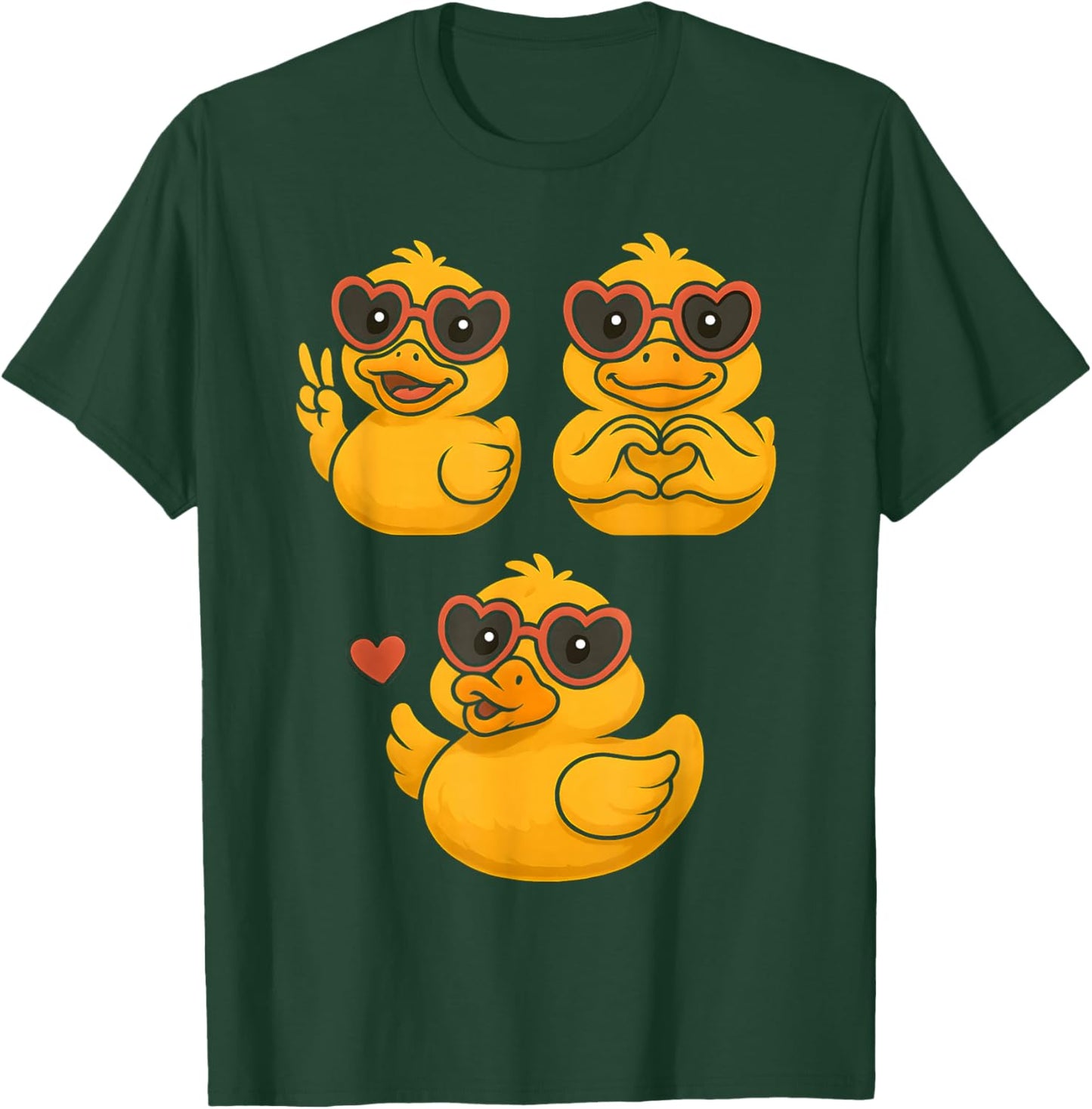 Rubber Duck Peace Heart Love Girl's Women's Rubber Duckie T-Shirt - T-Shirt | Forest