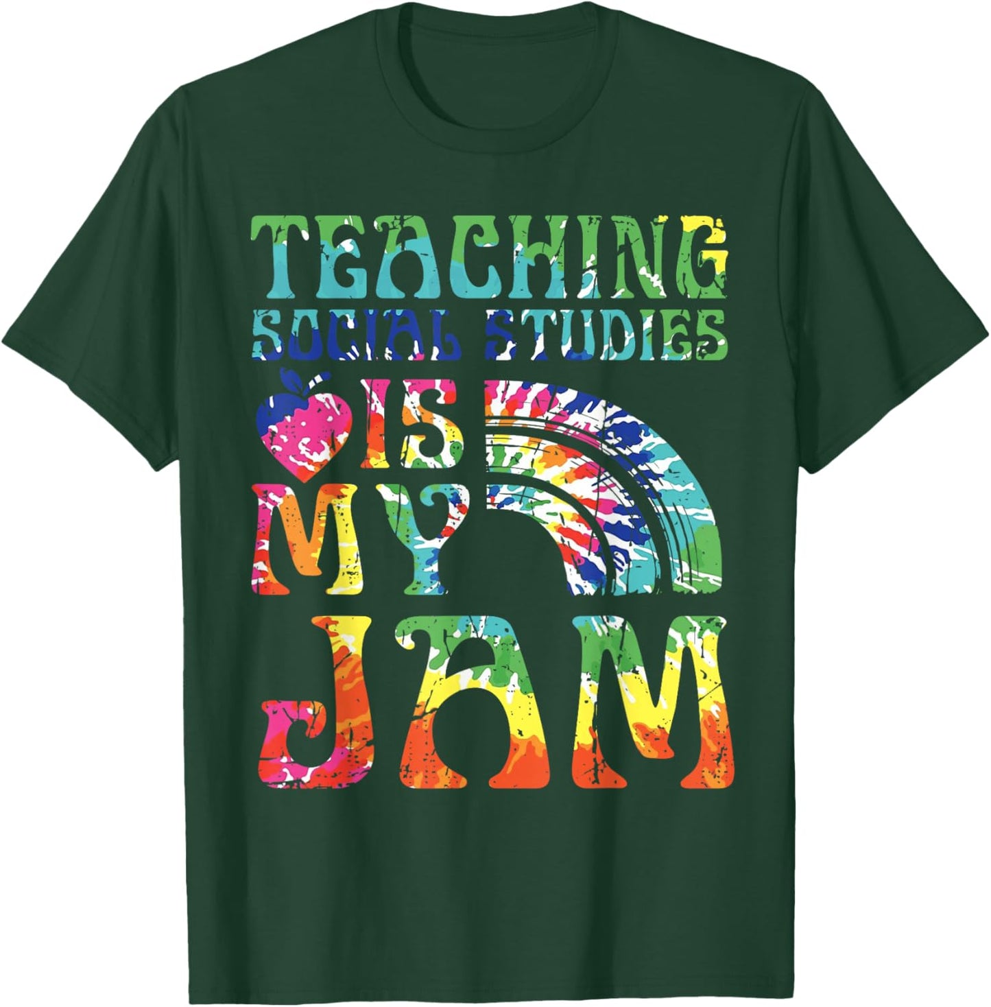 Tie Dye Teaching Social Studies Is My Jam Sunglasses Teacher T-Shirt - T-Shirt | Forest