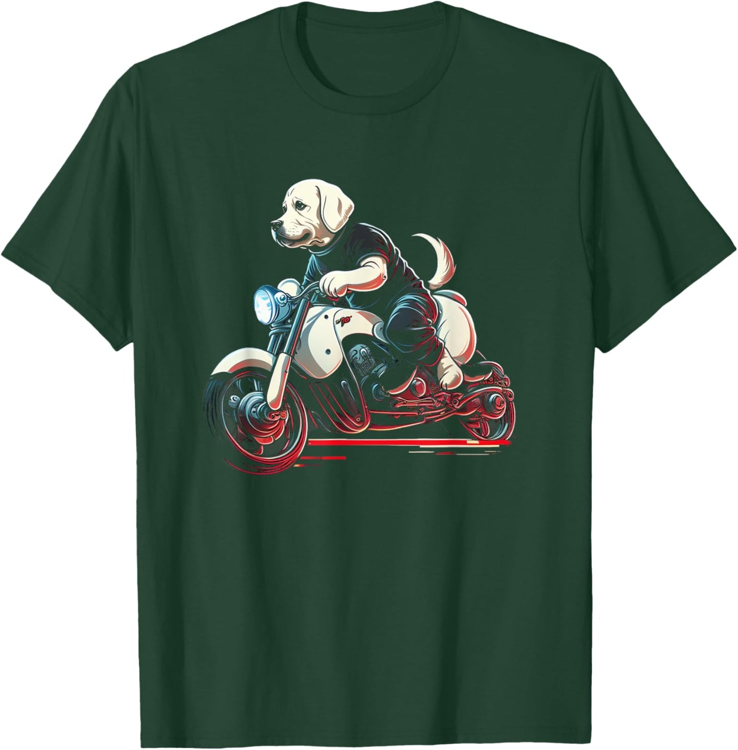 Dog rides motorcycle Labrador rides motorcycle Motorcyclist Women Kids T-Shirt - T-Shirt | Forest
