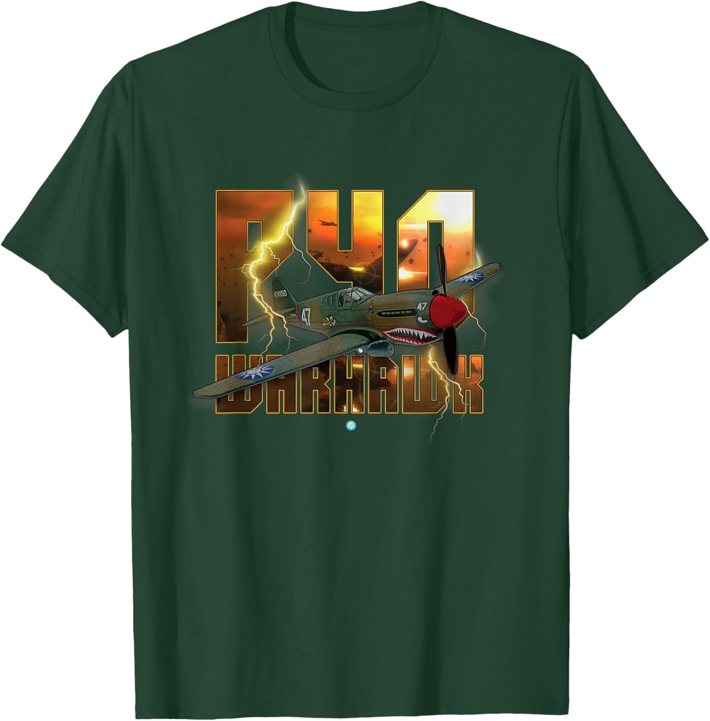 P-40 Warhawk WWII Fighter Gift Aircraft Shirt Gift T-Shirt - T-Shirt | Forest