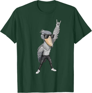 Cool Rocker Shoebill Cigogne Oiseau en Cuir Biker Tenue T-Shirt - T-Shirt | Forest