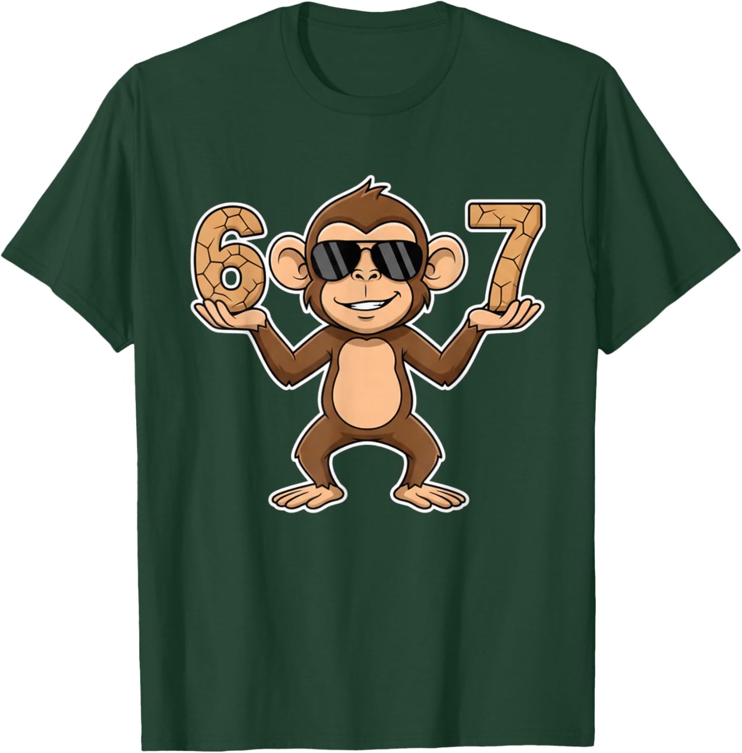 67 Monkey Sunglasses 67 Gen Alpha Slang Funny six Seven Meme T-Shirt - T-Shirt | Forest