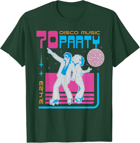 Disco Music Party 70s Themed Vintage Retro 1970 Dancing 70's T-Shirt - T-Shirt | Forest