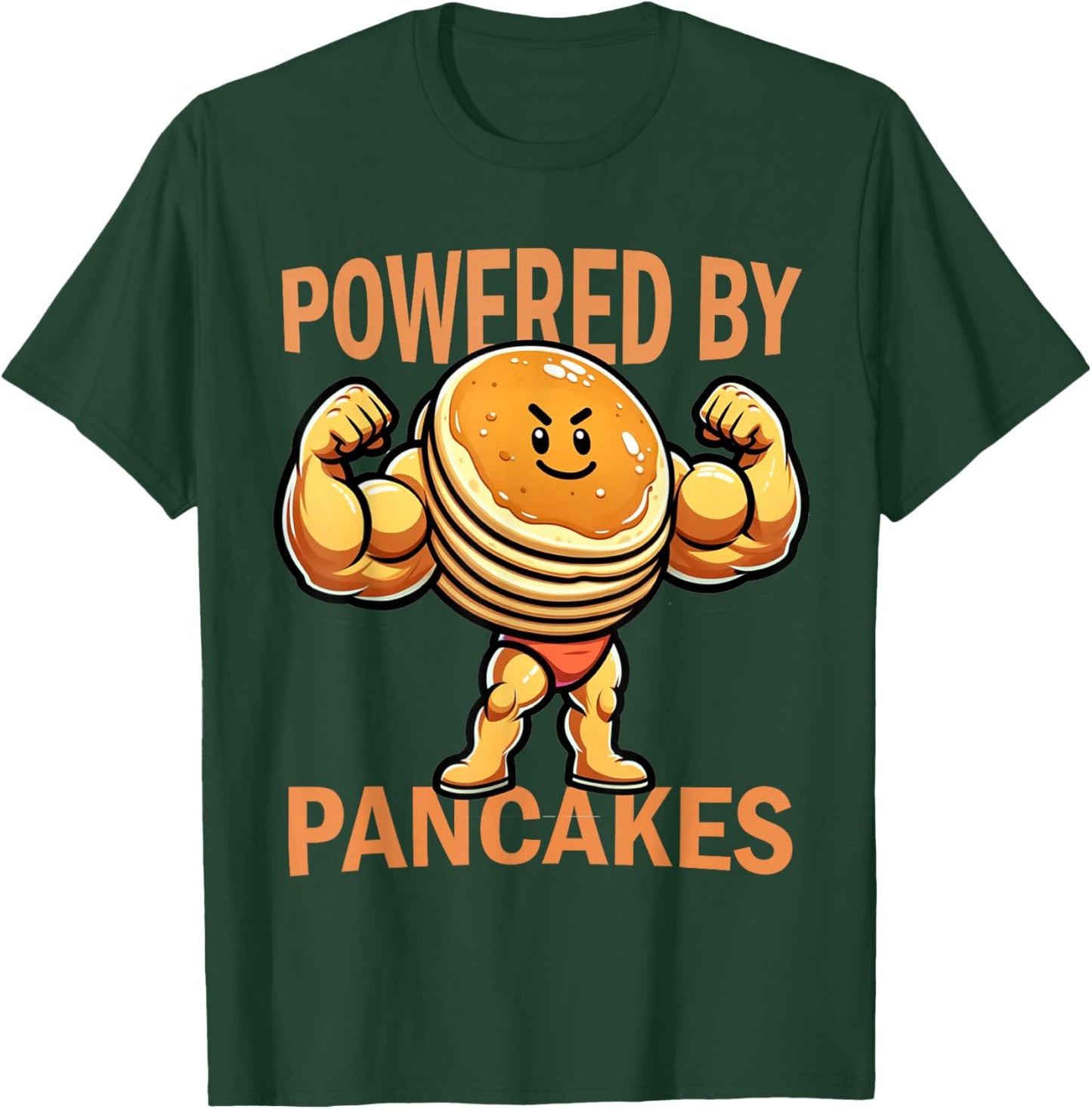 Cool Pancake Breakfast Funny Pancake Day Powered by Pancakes T-Shirt - T-Shirt | Forest