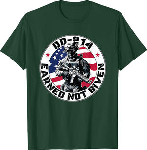 DD-214 Earned Not Given Military Discharge from Active Duty T-Shirt - T-Shirt | Forest