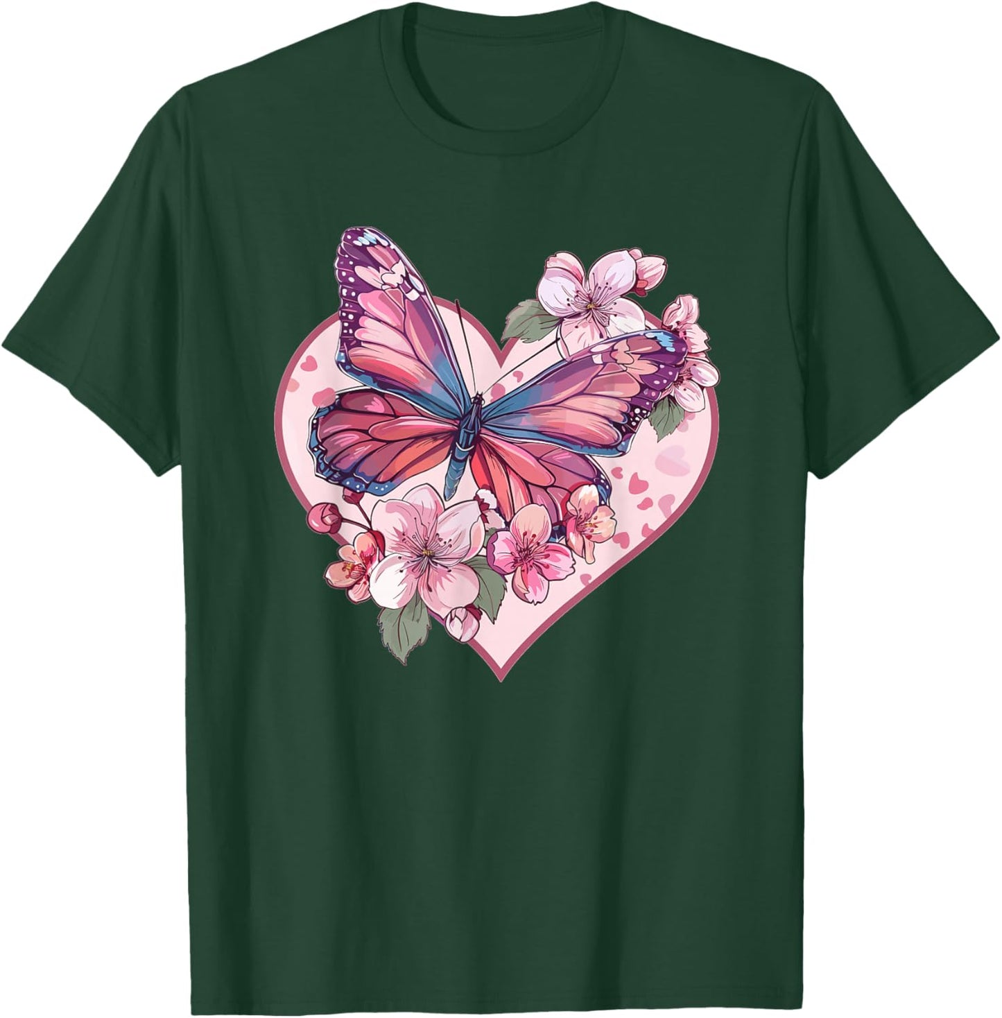 Colorful Butterfly With Flowers I Butterfly T-Shirt - T-Shirt | Forest
