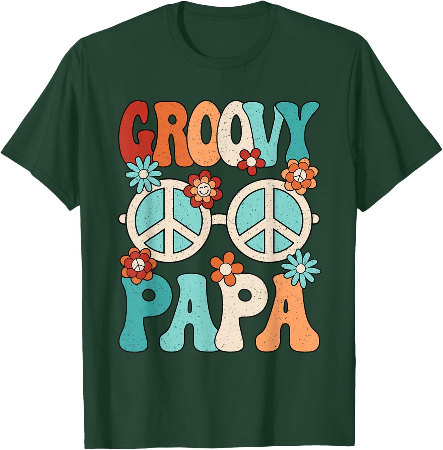 Groovy Papa Dad Hippie Peace Disco Men 60s 70s Party Outfit T-Shirt - T-Shirt | Forest