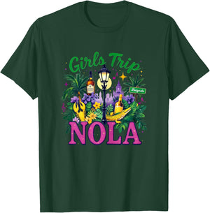 Girls Trip Nola Mardi Gras Women Girl Mardi Gras Mask Beads T-Shirt - T-Shirt | Forest