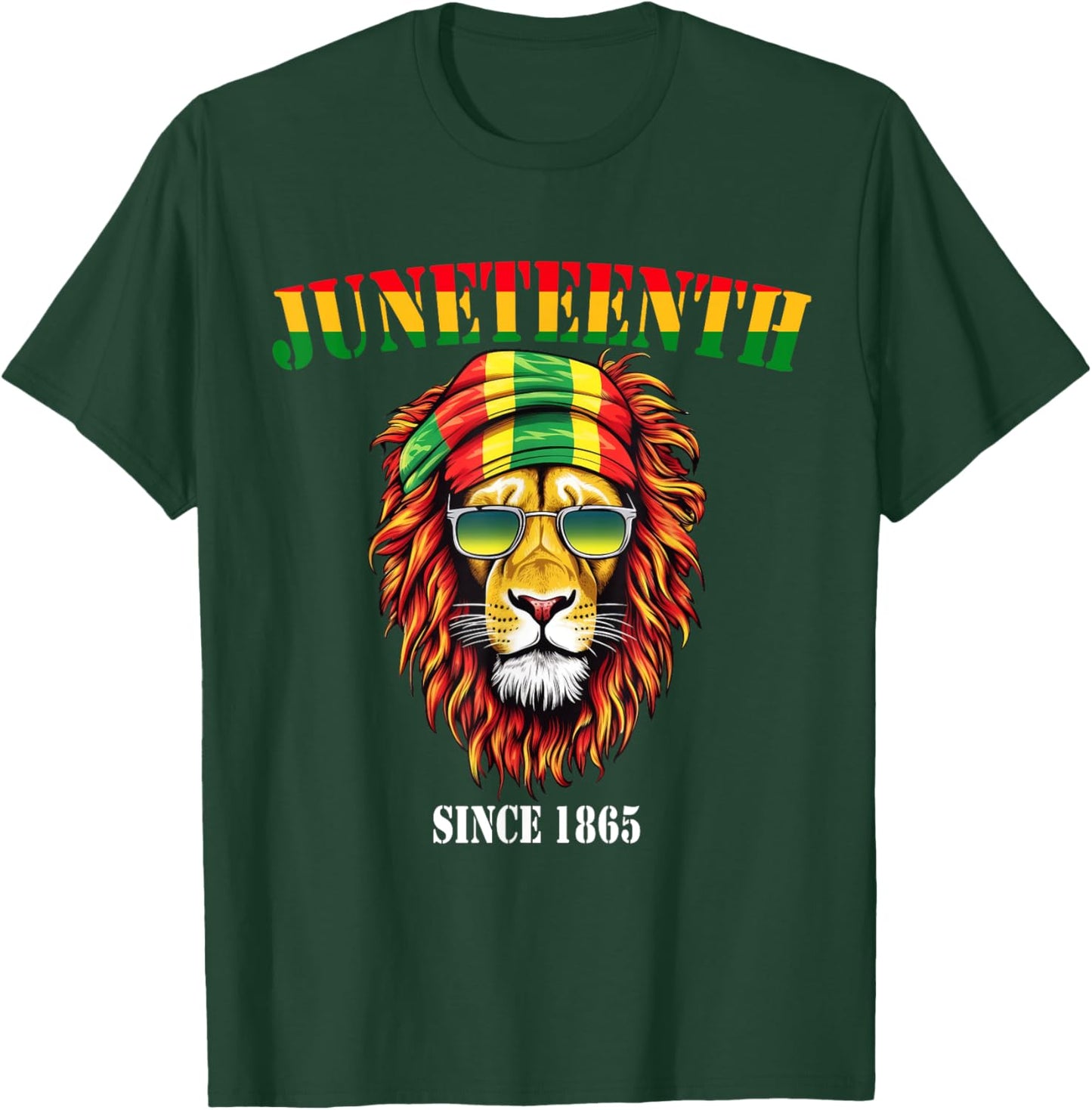 Awesome Lion Juneteenth Cool Black History June 19 2025 Flag T-Shirt - T-Shirt | Forest