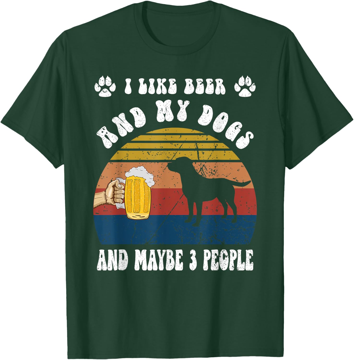 Vintage I Like Beer & My Labrador Dogs & Maybe 3 People T-Shirt - T-Shirt | Forest