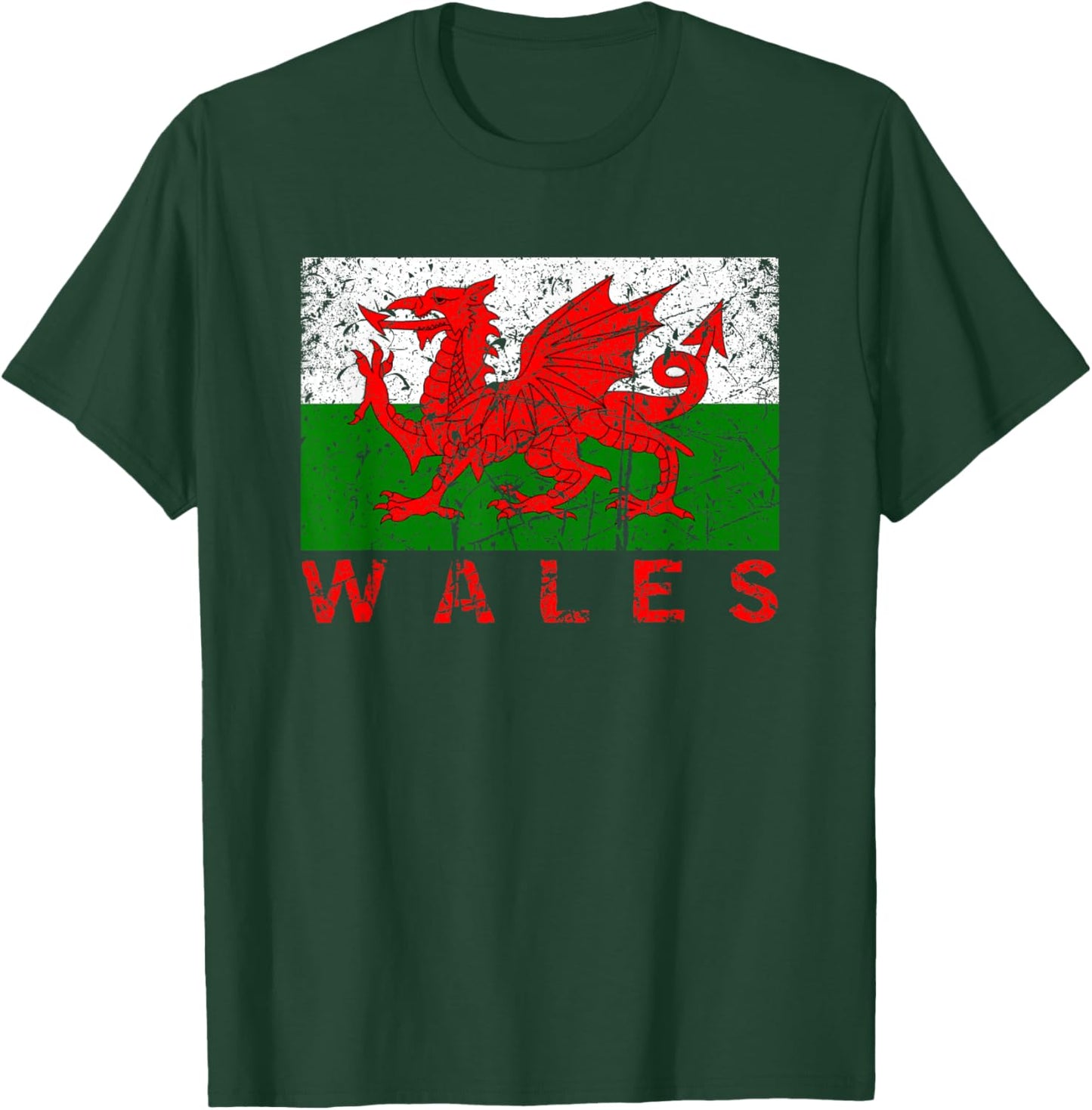 Wales Flag Wales Dragon Distressed Kids , Black, S T-Shirt - T-Shirt | Forest
