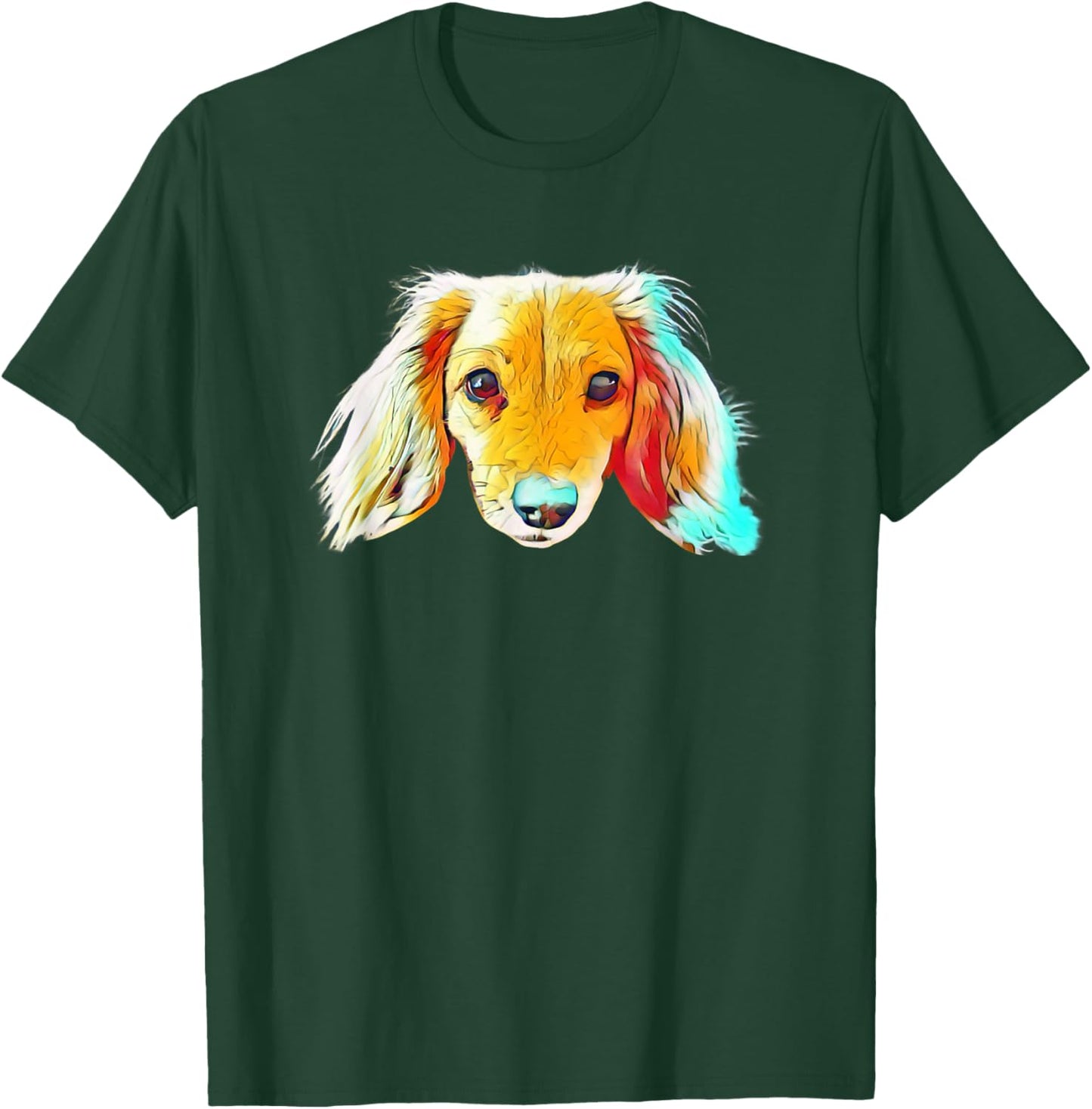 Colorful Cute Dachshund Dog Face - Adorable Dog - For Humans T-Shirt - T-Shirt | Forest