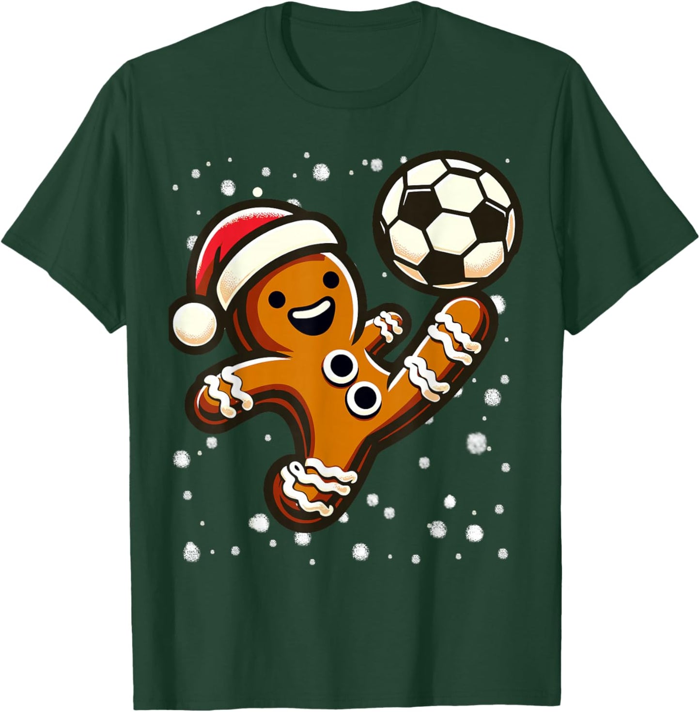 Gingerbread Plays Soccer Bicycle Kick, Cookie Christmas T-Shirt - T-Shirt | Forest