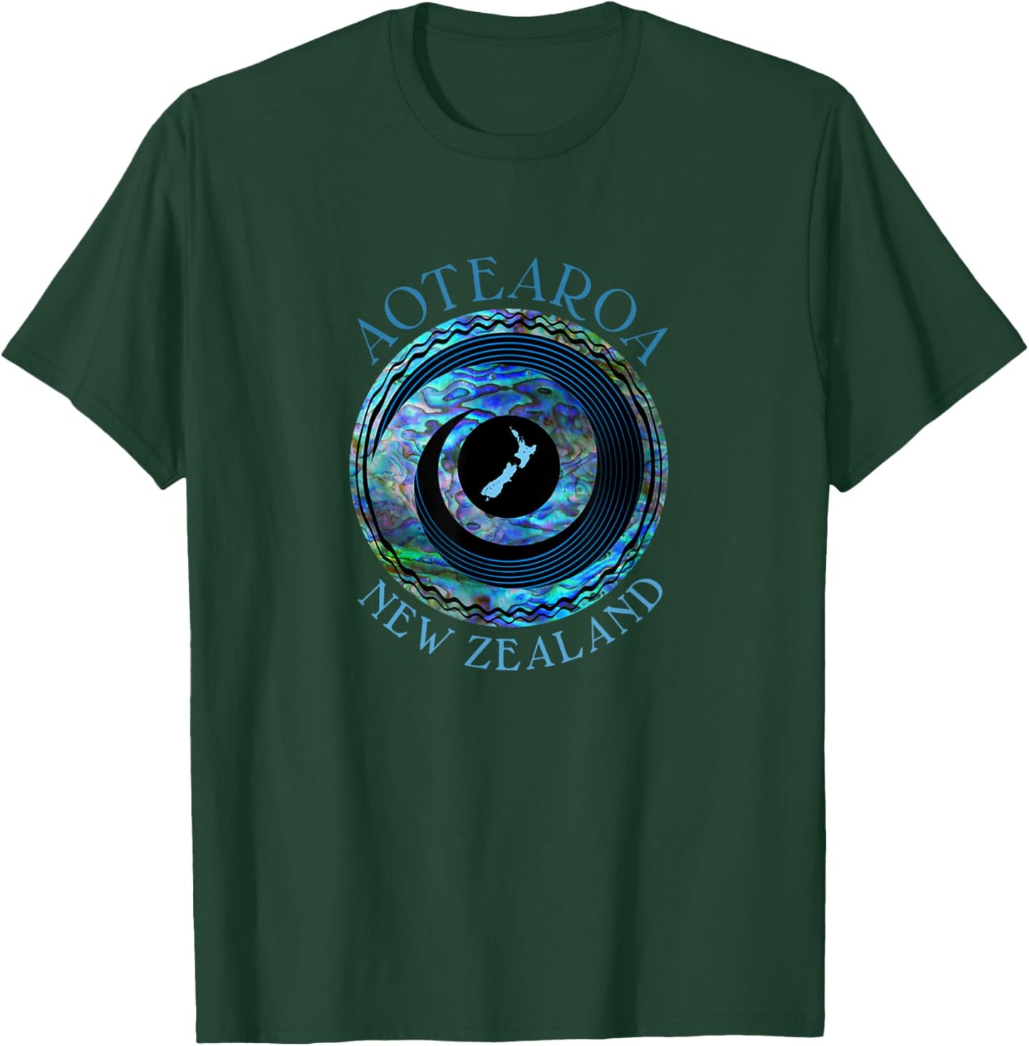 MADJACK NEW ZEALAND AOTEAROA KIWI KORU PAUA , Small, Black T-Shirt - T-Shirt | Forest