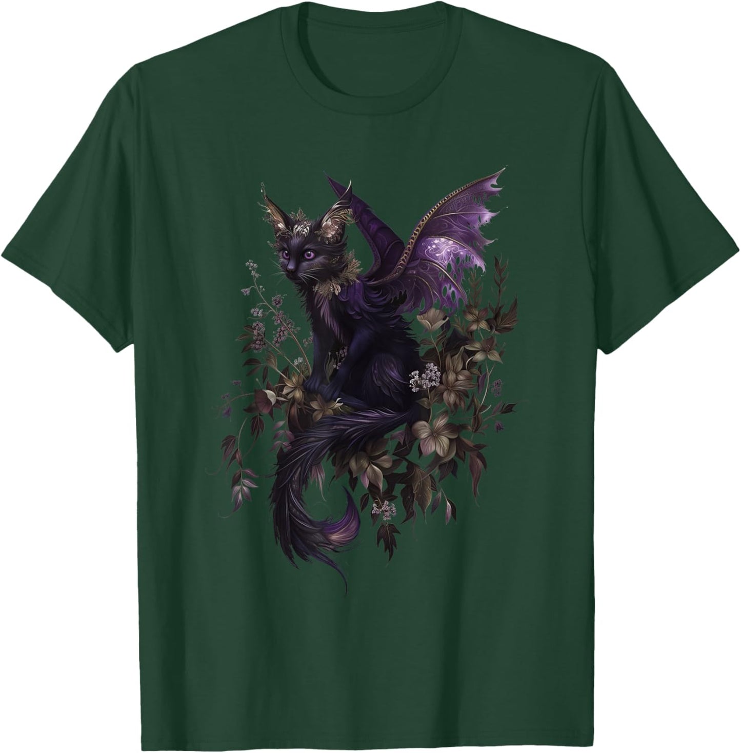Enchanted Purple Cat Dragon Fairy Fantasy Art T-Shirt - T-Shirt | Forest
