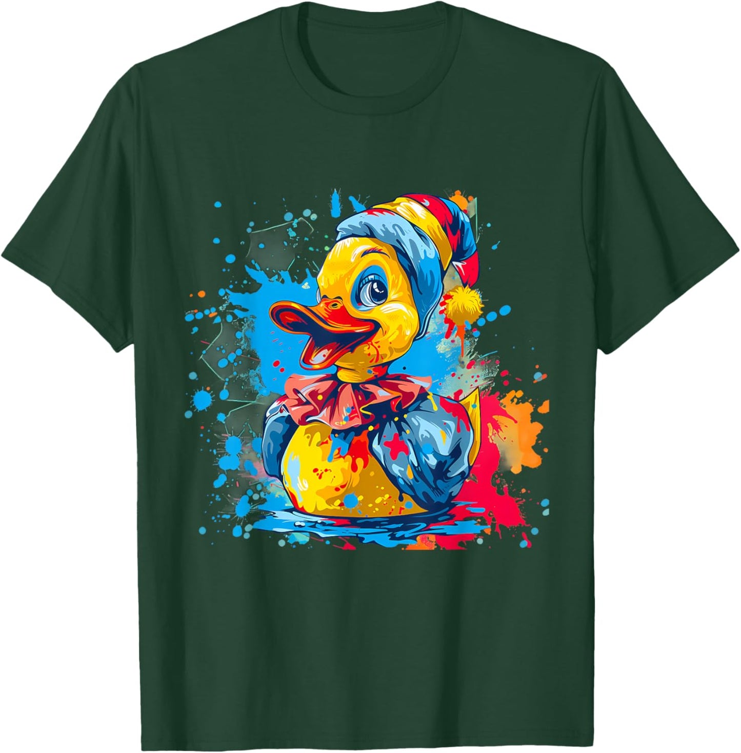 Rubber Duck Clown Rubber Duckling Rubber Duckie Watercolor T-Shirt - T-Shirt | Forest
