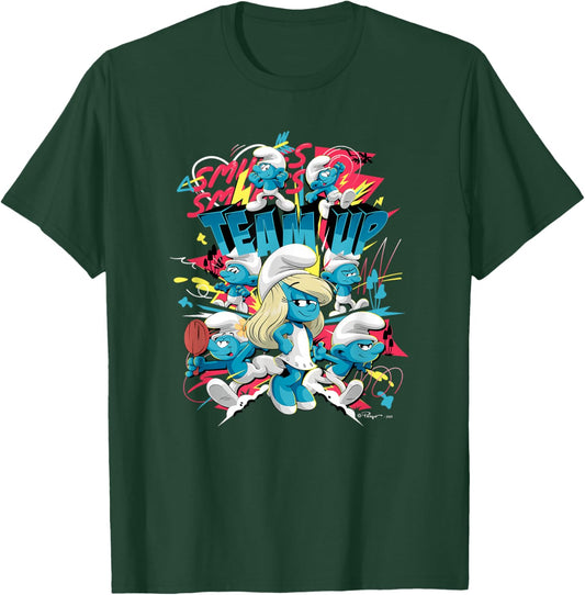 The Smurfs Movie Village Team Up Retro Cartoon T-Shirt - T-Shirt | Forest