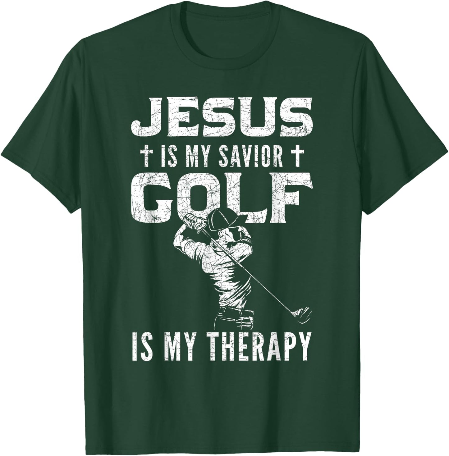 Golf Player Christian Sports Lover Gift Jesus T-Shirt - T-Shirt | Forest