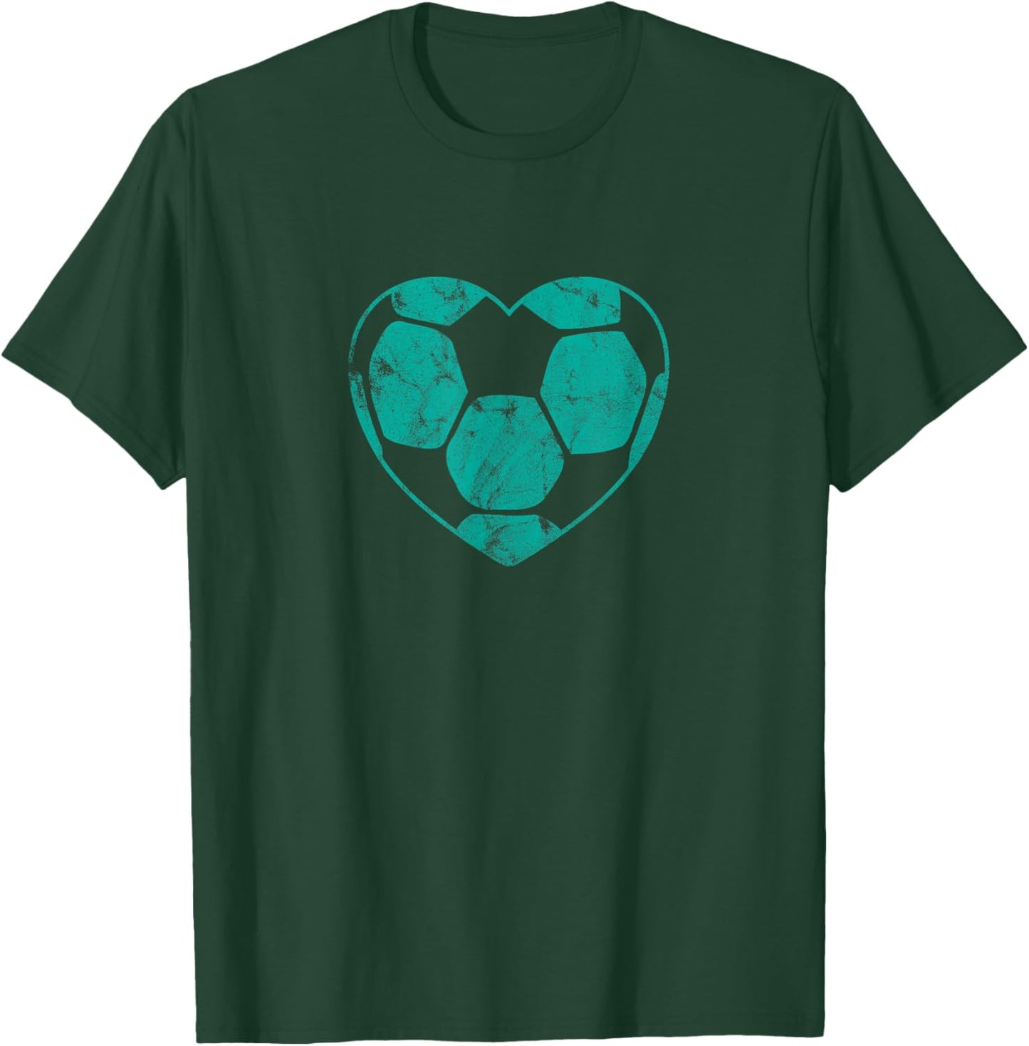 Soccer Ball Teal Heart Mom Fan Parent Vintage T-Shirt - T-Shirt | Forest