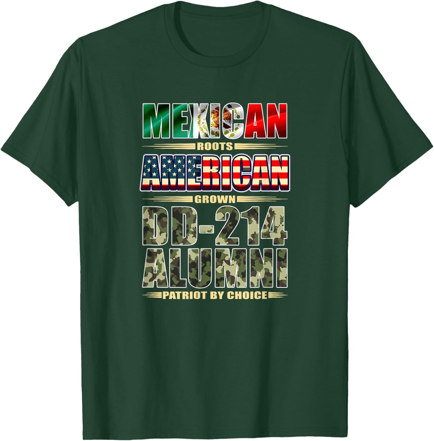 DD-214 Alumni American Mexican Veteran Flag Heritage Shirt T-Shirt - T-Shirt | Forest