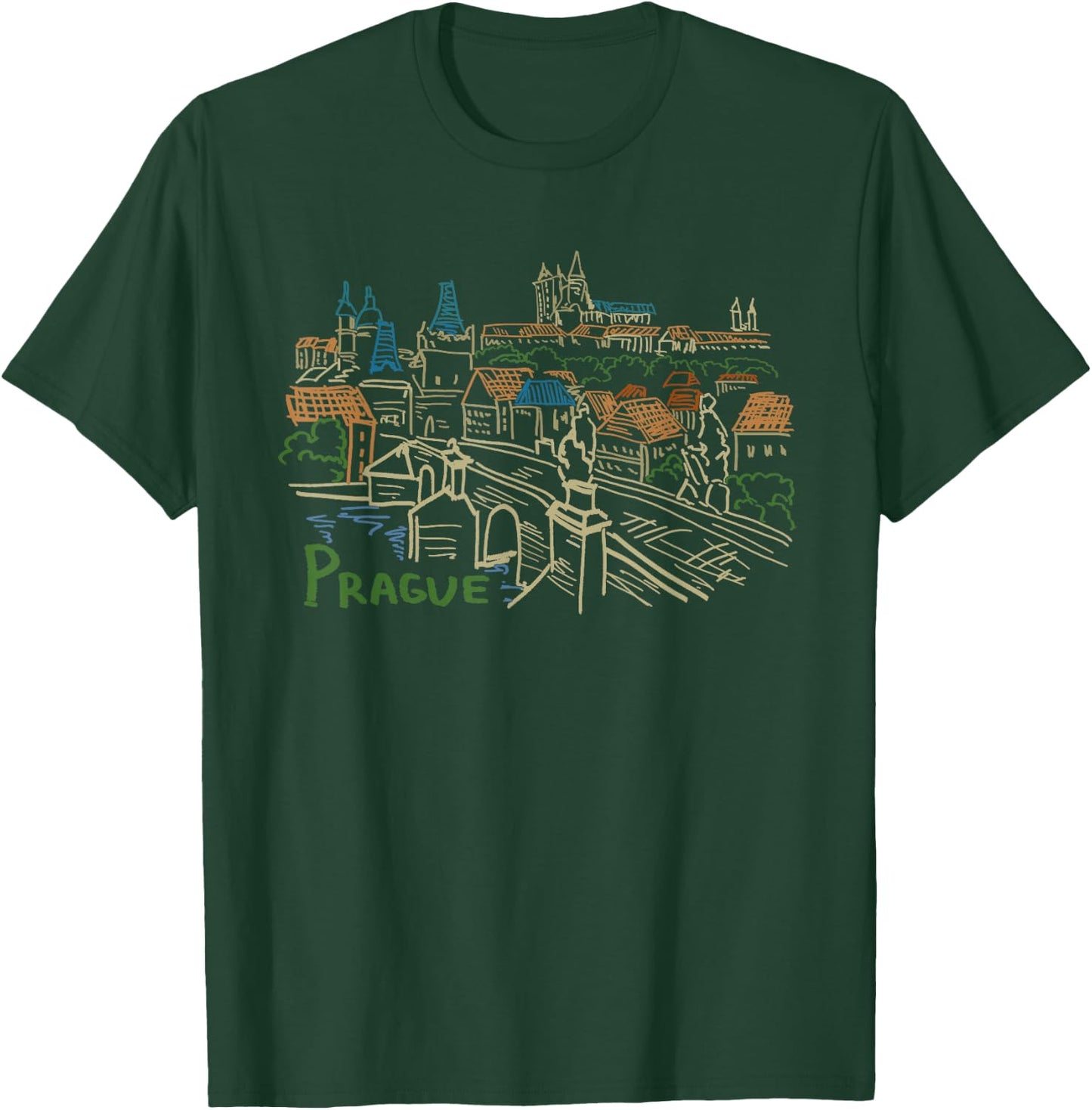 Prague City Charles Bridge T-Shirt - T-Shirt | Forest