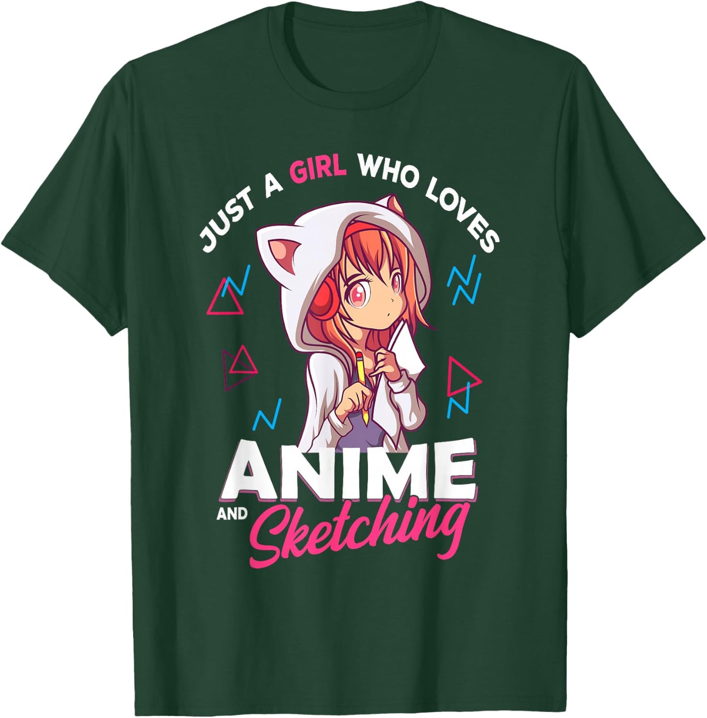 Just A Girl Who Loves Anime and Sketching Otaku Anime Merch Small T-Shirt - T-Shirt | Forest