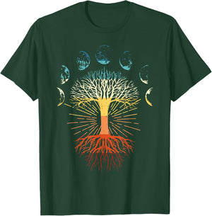 Tree Of Life Phases Of The Moon Retro Spiritual Men Women T-Shirt - T-Shirt | Forest