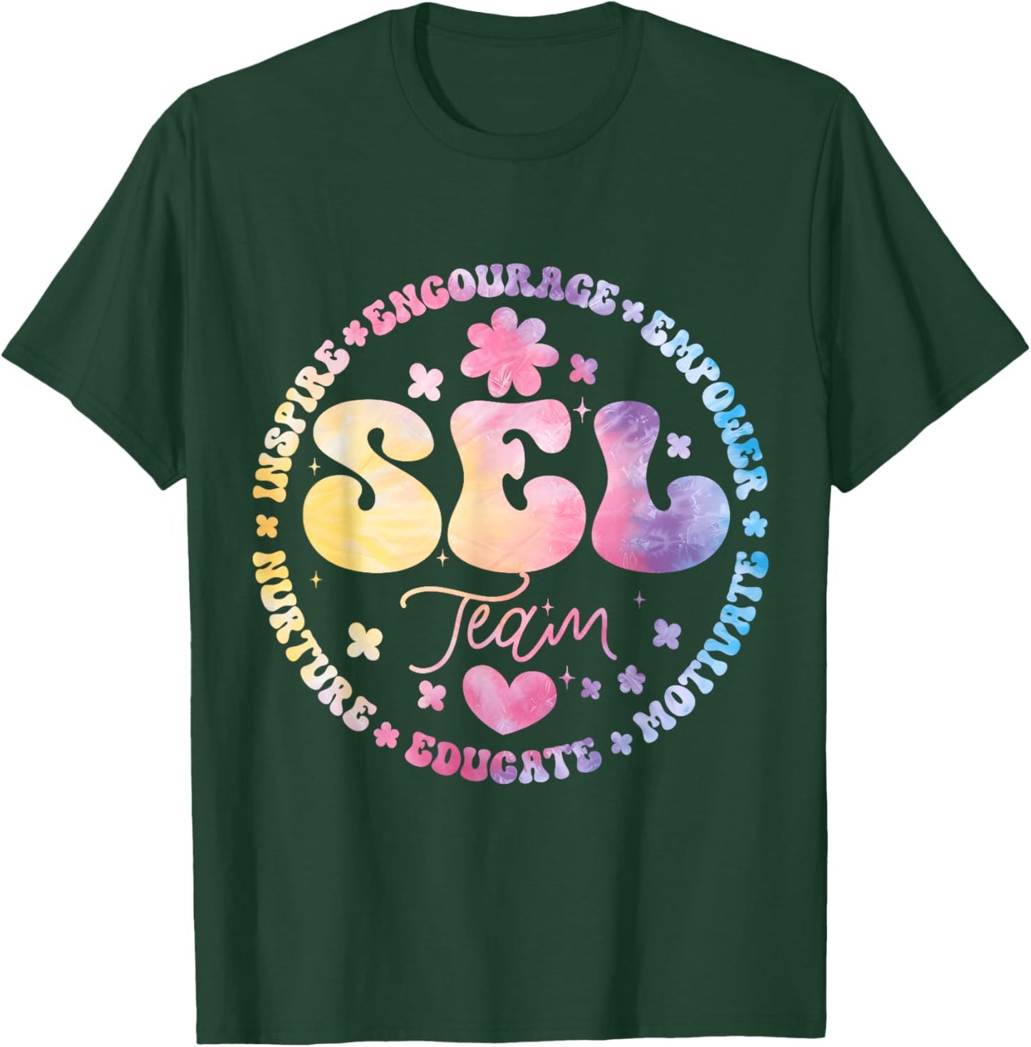 Groovy Social Emotional Learning Teacher SEL Team T-Shirt - T-Shirt | Forest