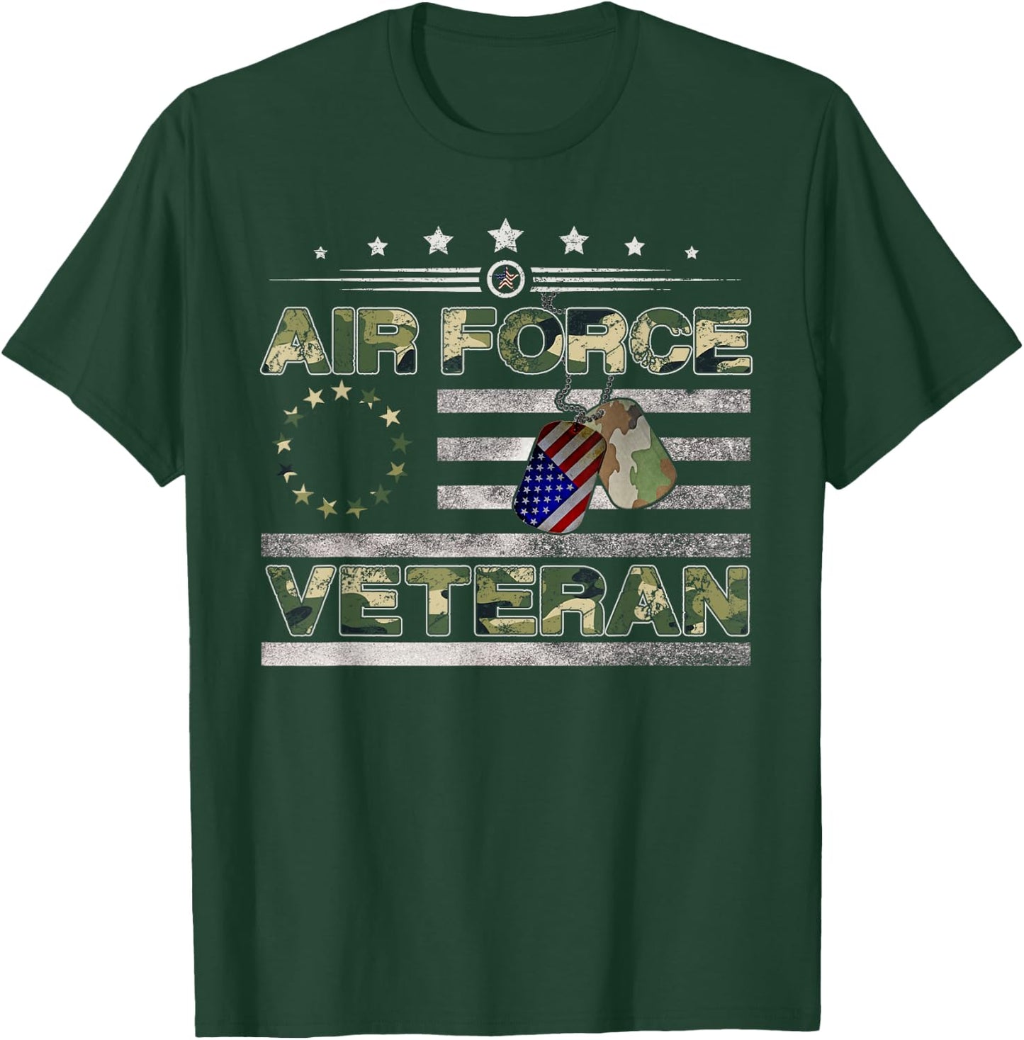 Us Air Force Veteran Shirt American Betsy Ross Camo Flag T-Shirt - T-Shirt | Forest